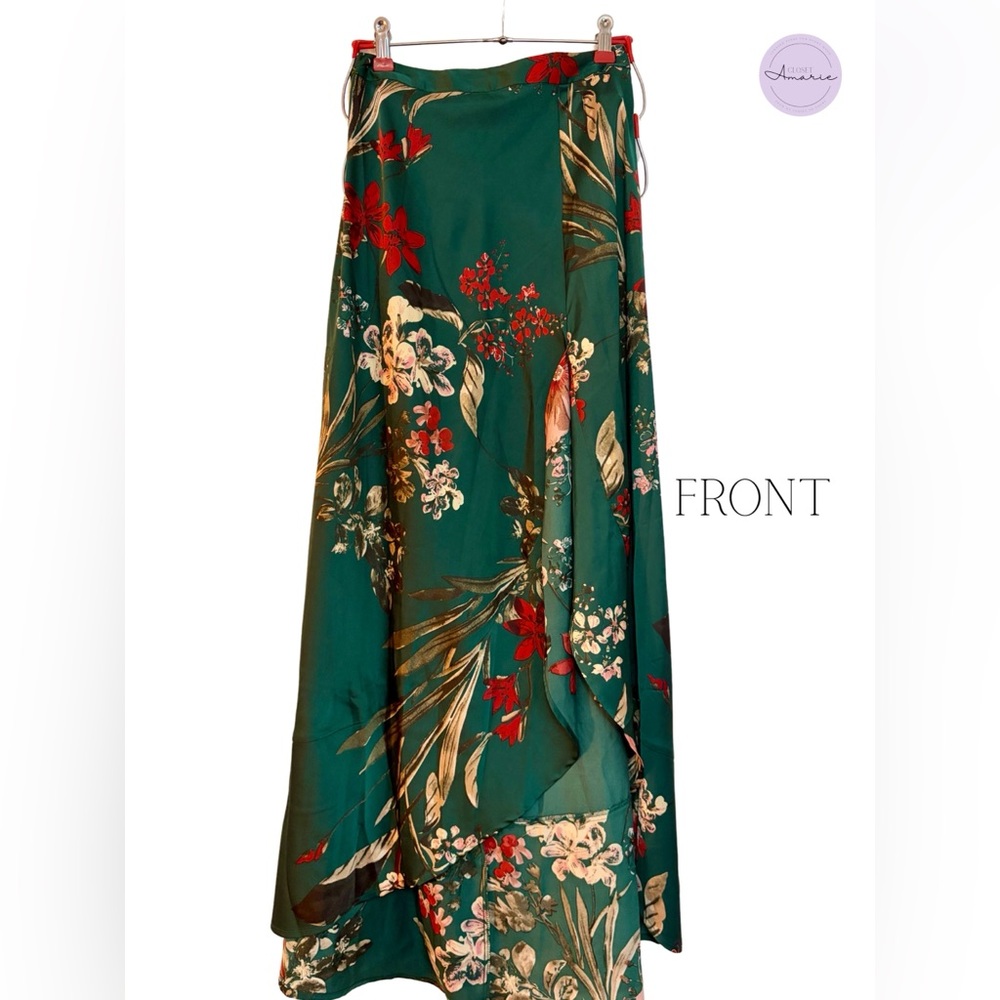 Lulus Dark Green Floral Maxi Skirt | XS | Worn Once